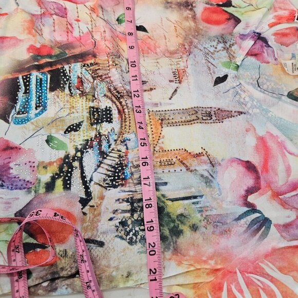 Jess & Jane Venice Alley Top XL Floral Long Sleeve Tunic Made In USA - Picture 7 of 8